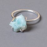 Rare Genuine Larimar Raw Freeform Gold or Silver Ring - Image 2