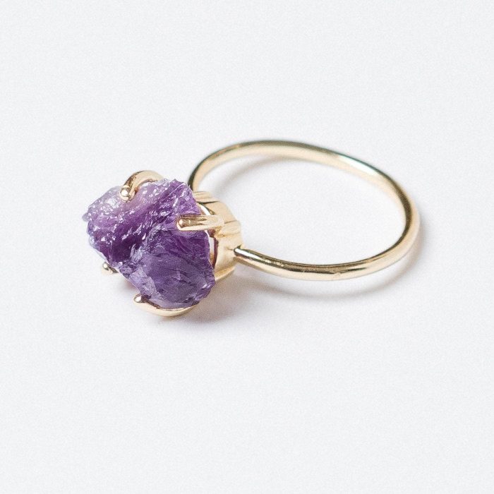 Amethyst Raw Freeform Gold or Silver Ring - Image 4