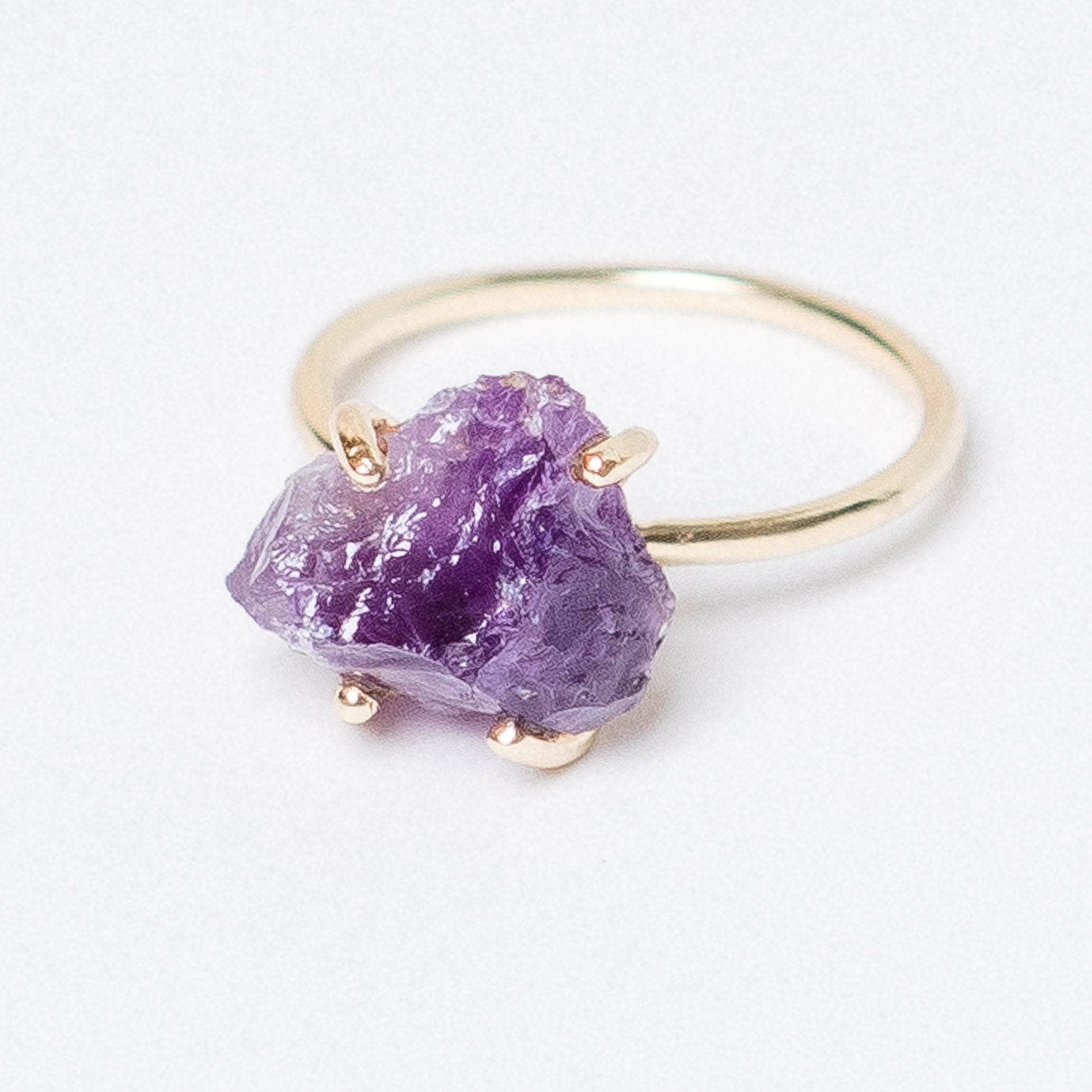 Studio-Session-6835 Amethyst Raw Freeform Gold or Silver Ring - Image 1