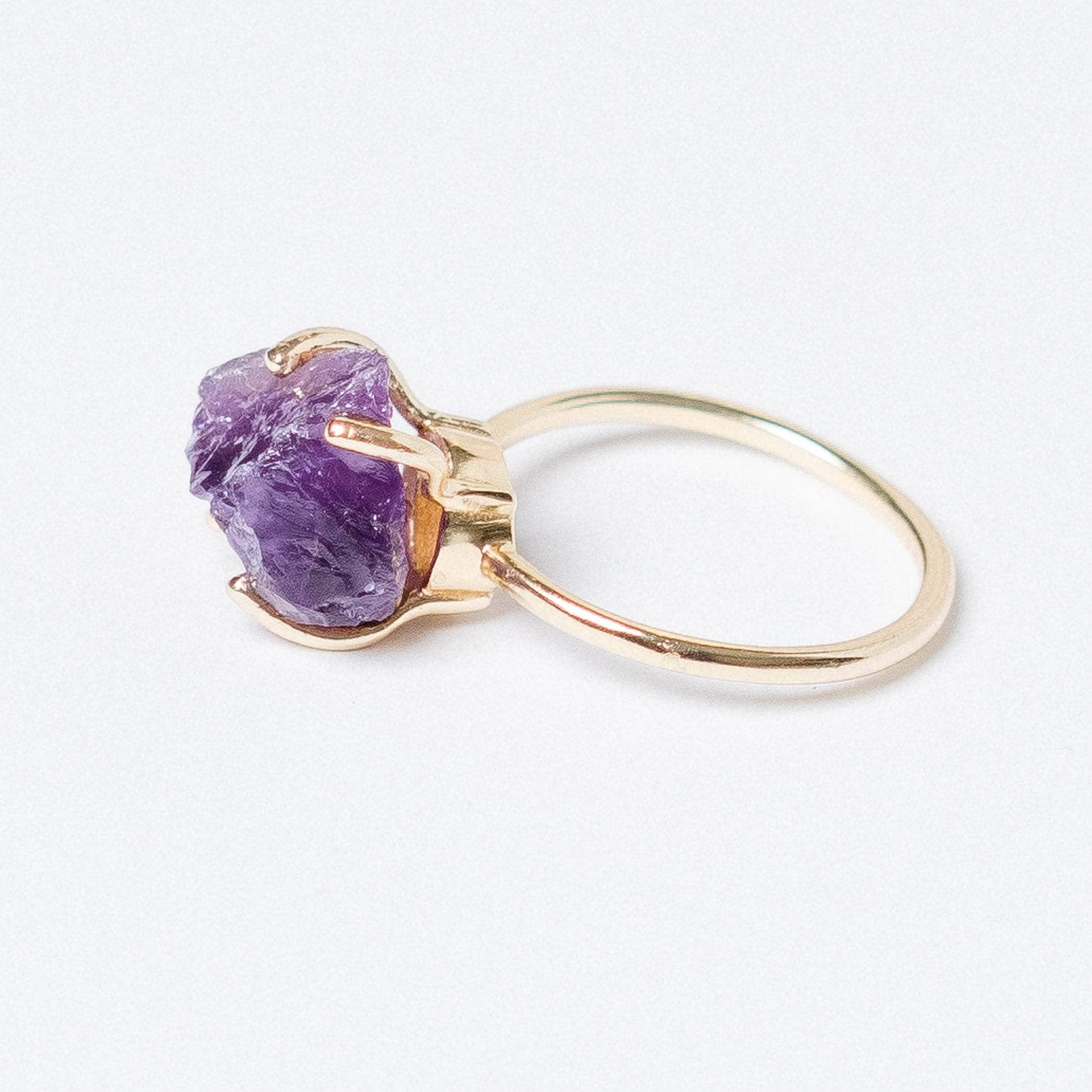 Studio-Session-6837 Amethyst Raw Freeform Gold or Silver Ring - Image 5