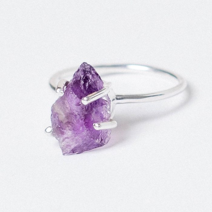 Amethyst Raw Freeform Gold or Silver Ring - Image 10