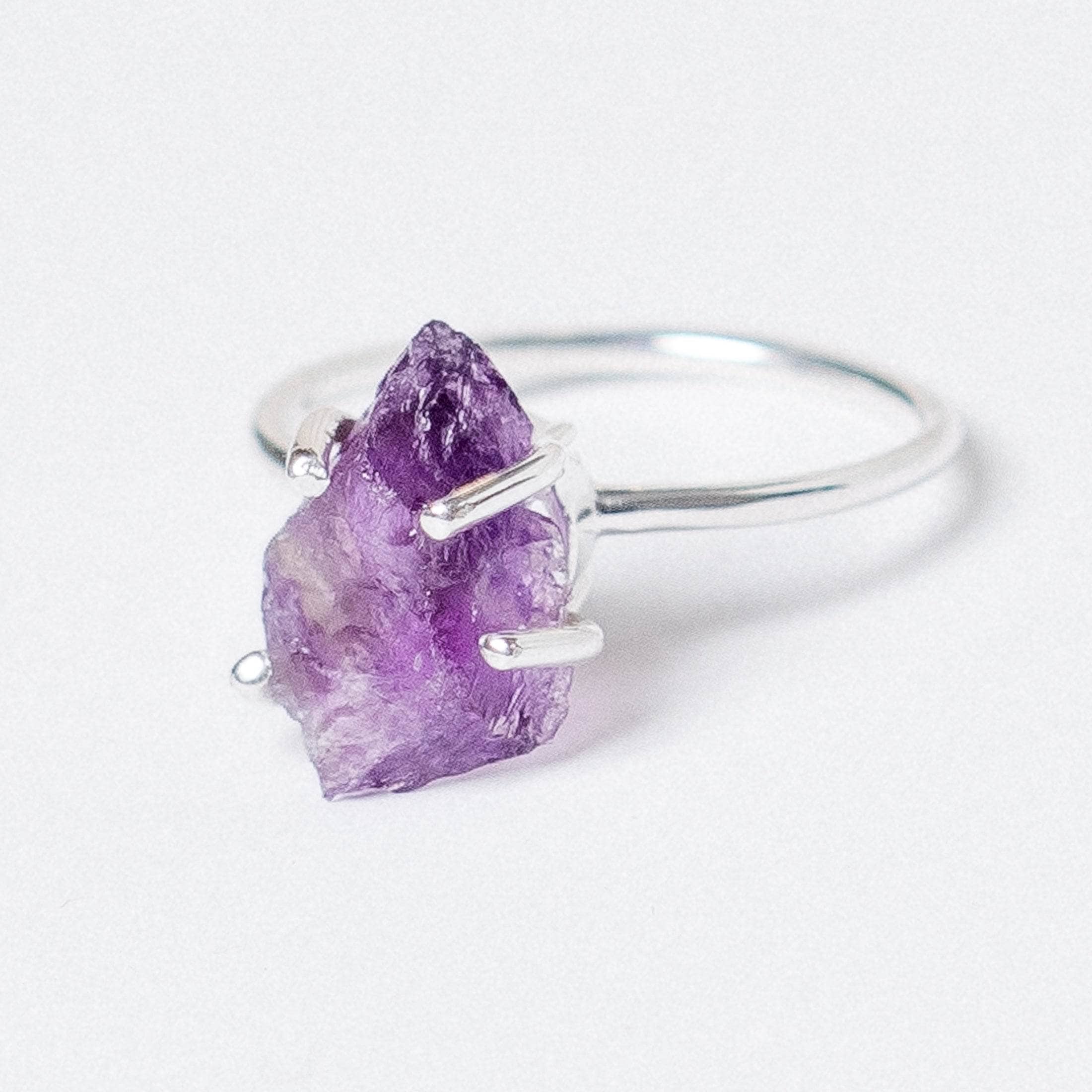 Studio-Session-6847 Amethyst Raw Freeform Gold or Silver Ring - Image 10