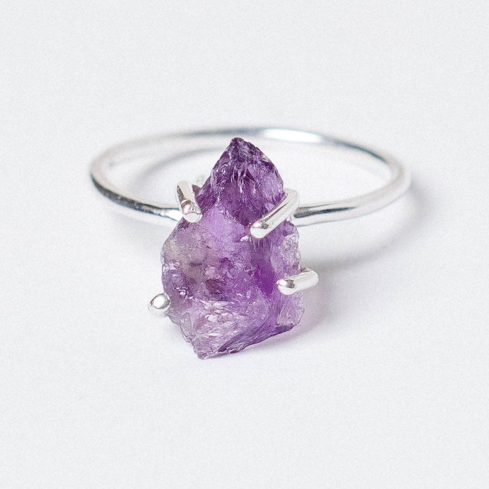 Amethyst Raw Freeform Gold or Silver Ring - Image 6