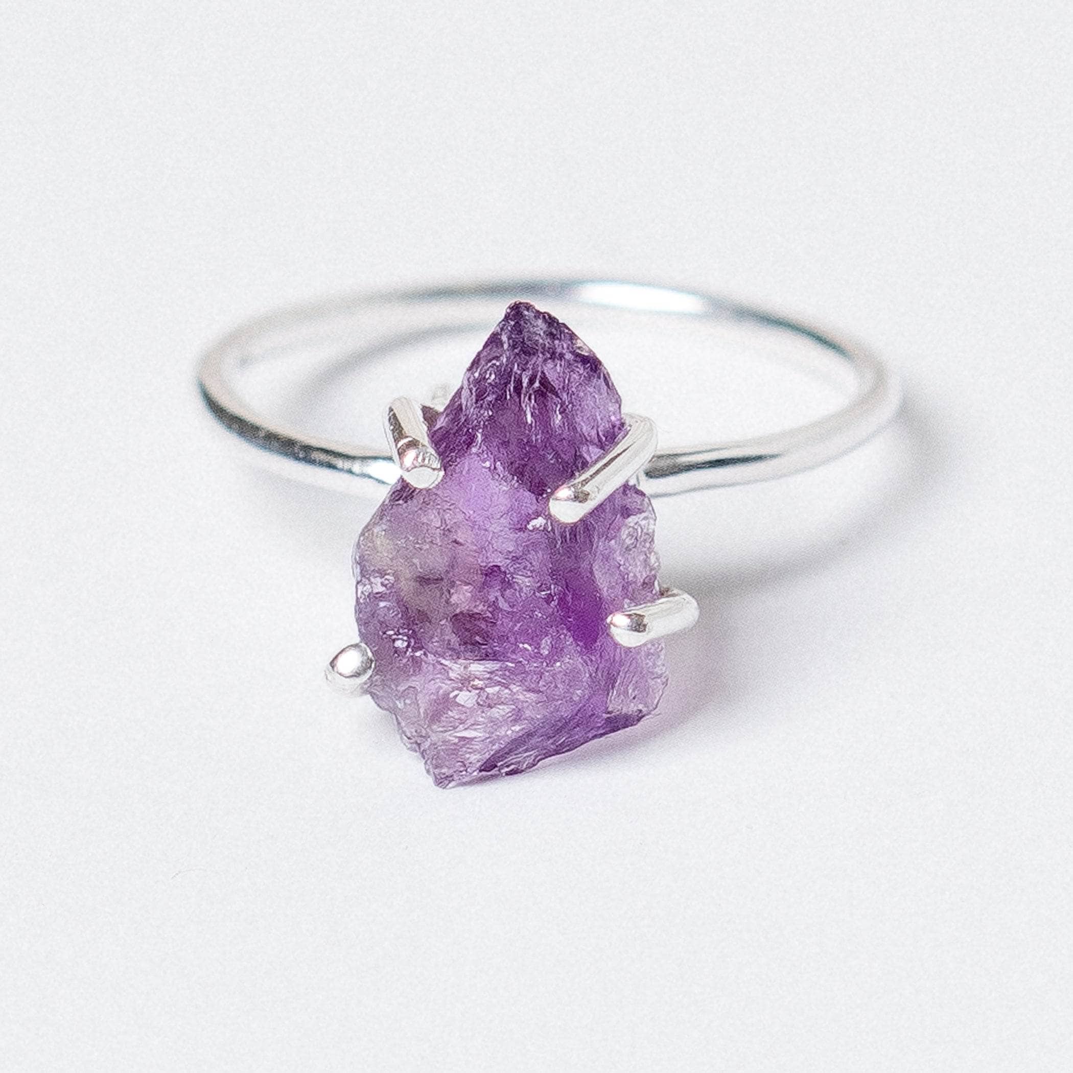 Studio-Session-6849 Amethyst Raw Freeform Gold or Silver Ring - Image 6