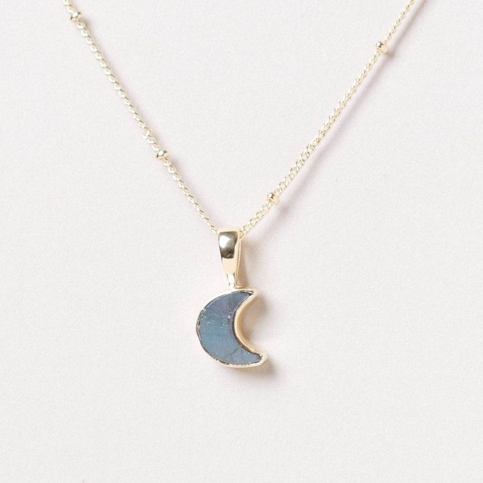 Crescent Moon Raw Gemstone Necklace - Image 8