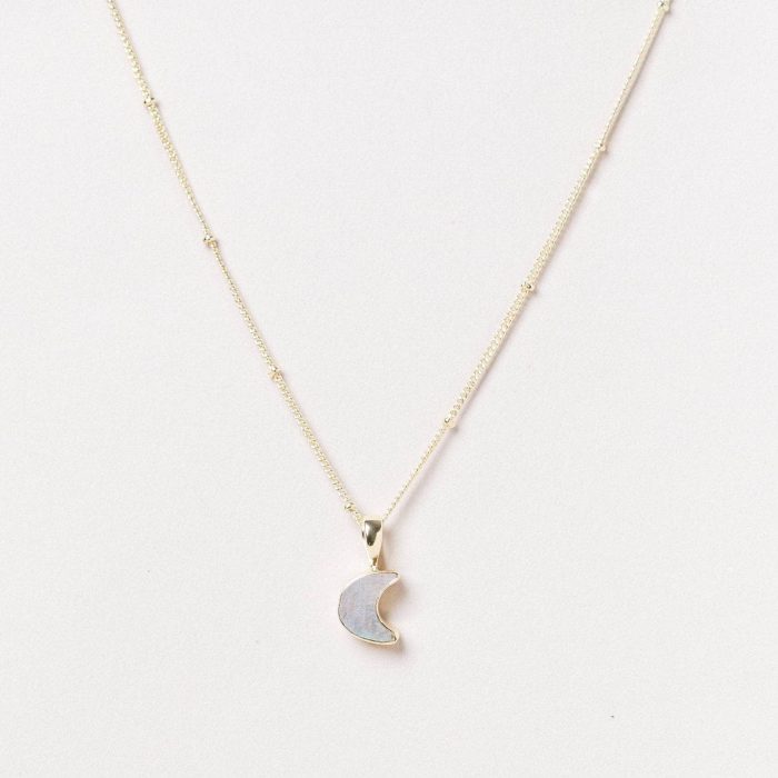 Crescent Moon Raw Gemstone Necklace - Image 3