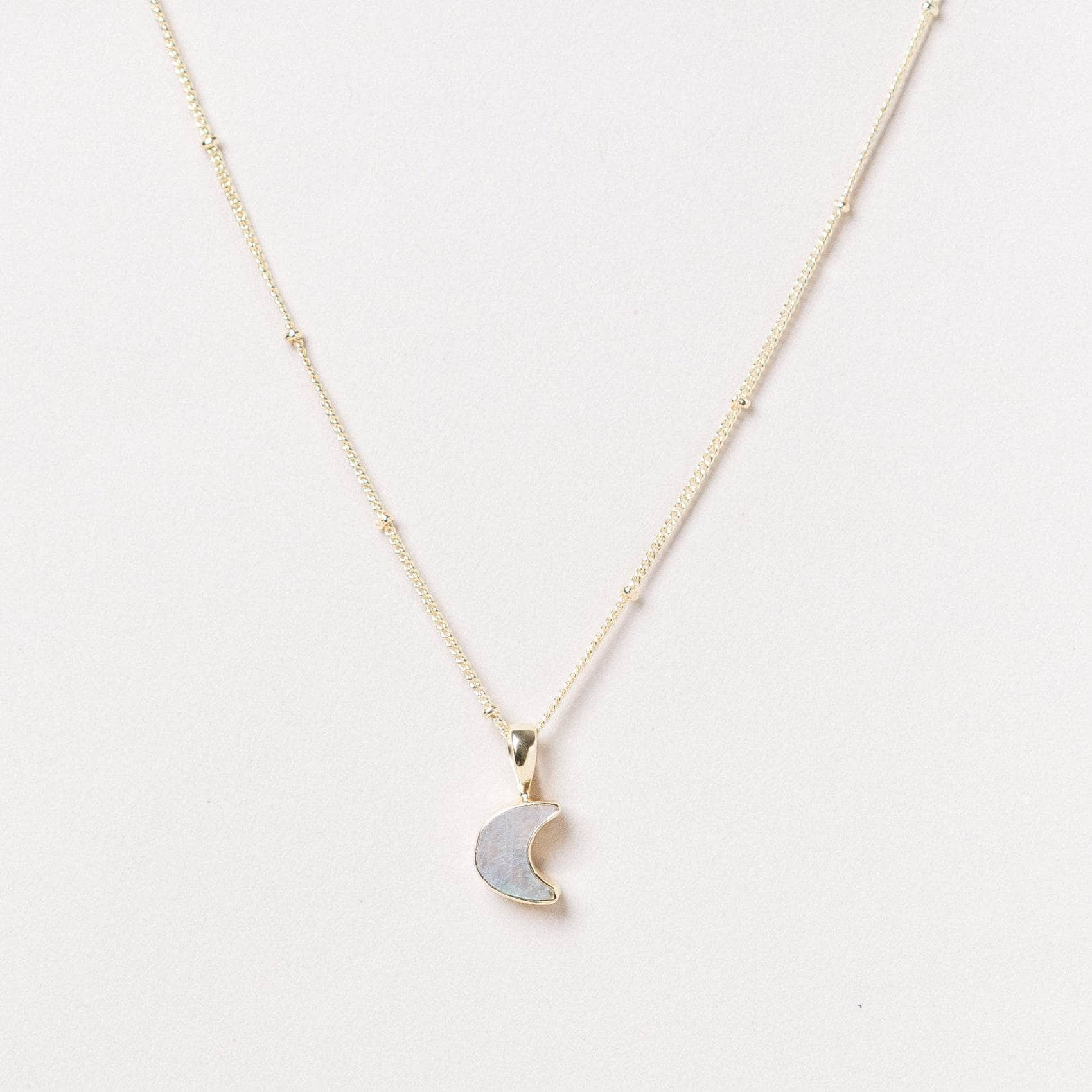 Studio-Session-7093 Crescent Moon Raw Gemstone Necklace - Image 3
