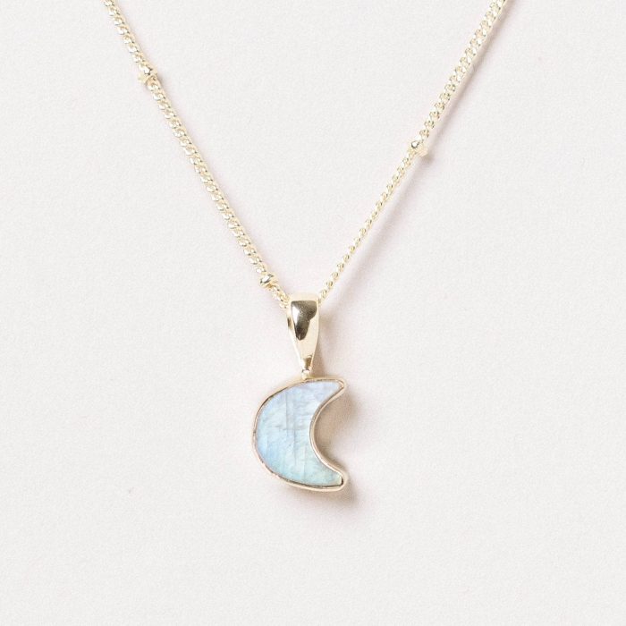 Crescent Moon Raw Gemstone Necklace - Image 1