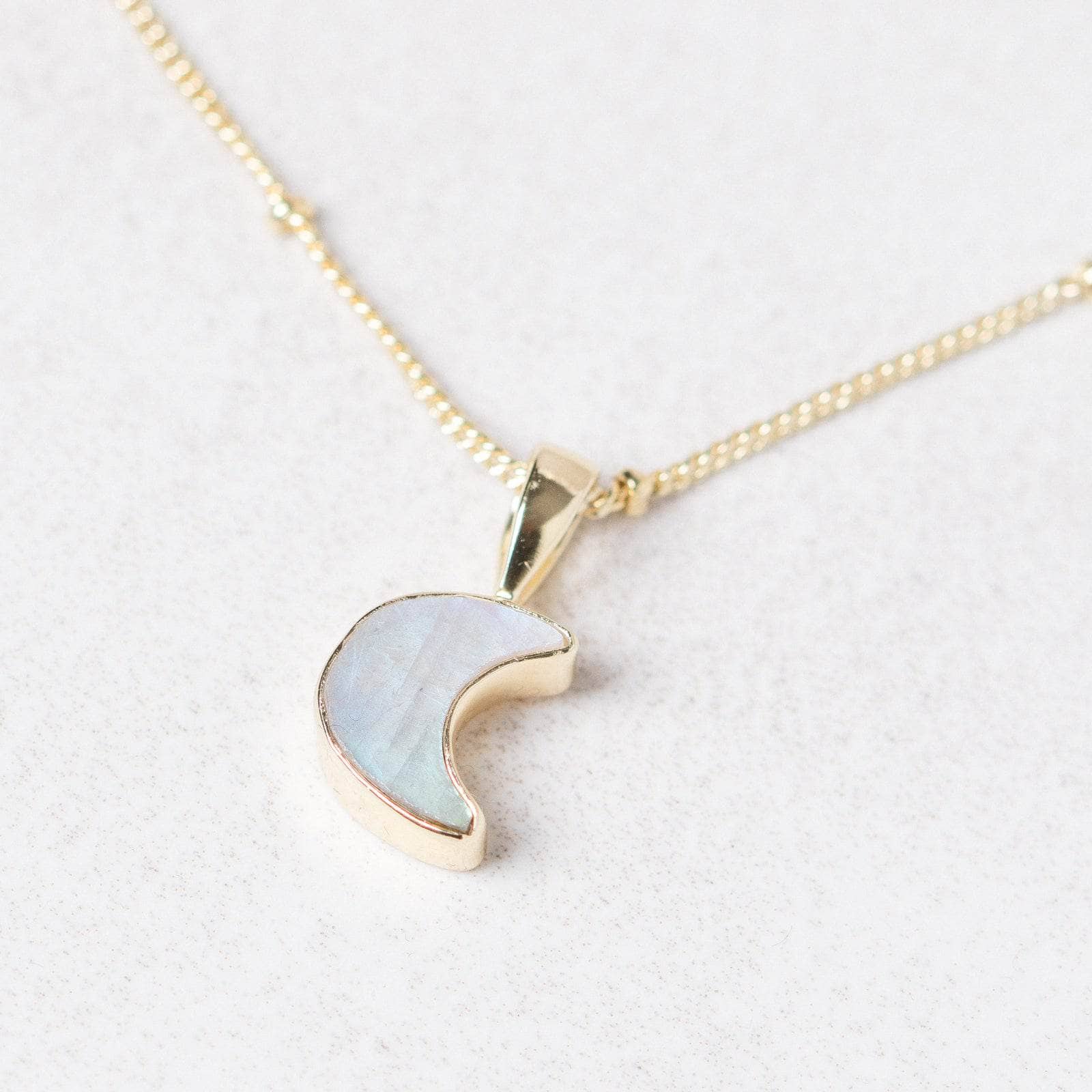 Studio-Session-7111 Crescent Moon Raw Gemstone Necklace - Image 4