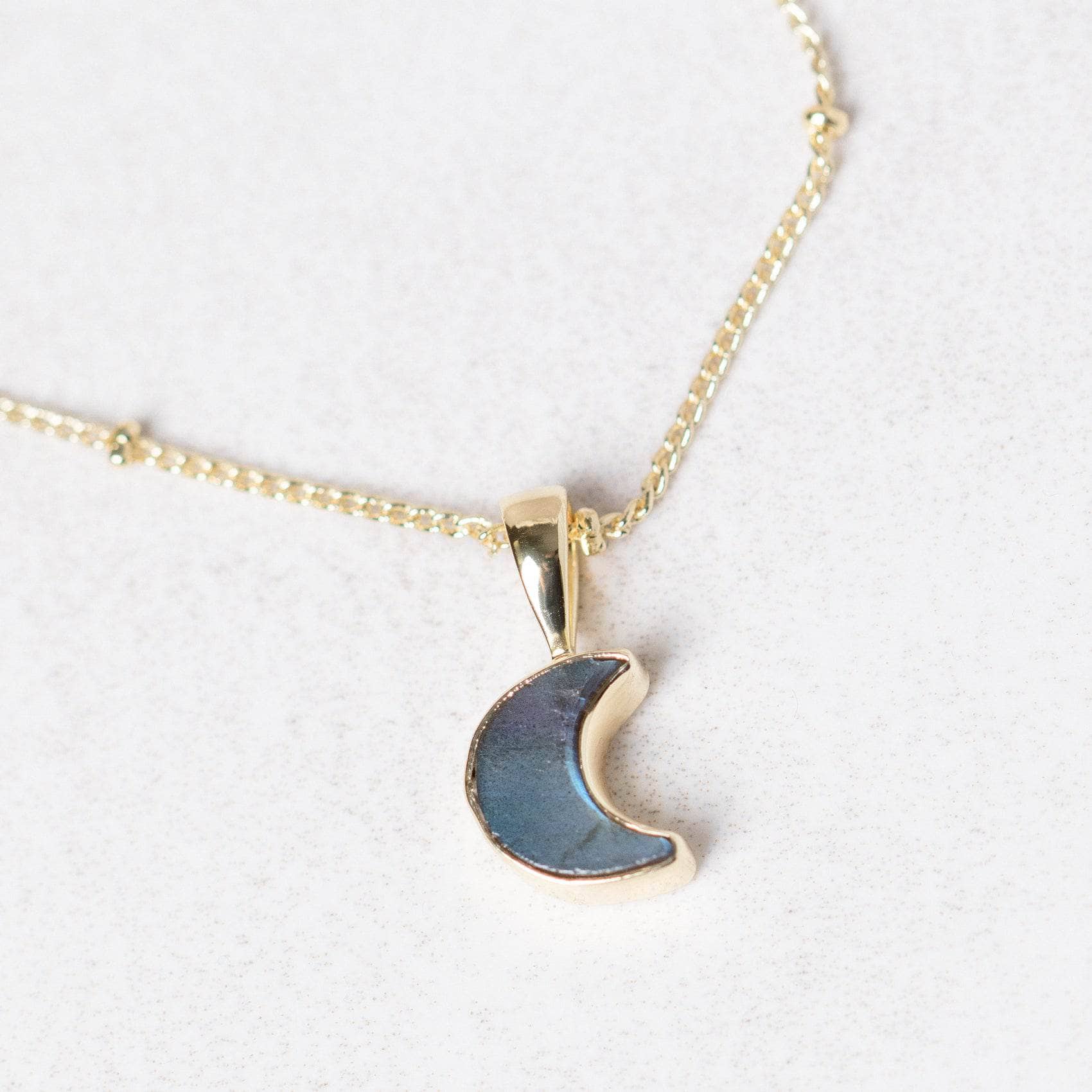Studio-Session-7112 Crescent Moon Raw Gemstone Necklace - Image 5