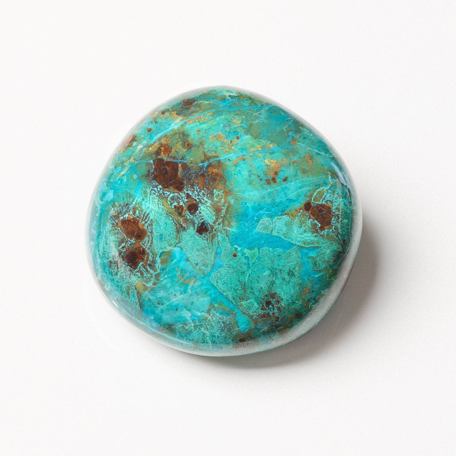 Studio-Session-7498 Rare Peruvian Chrysocolla Palm Stone - Image 1