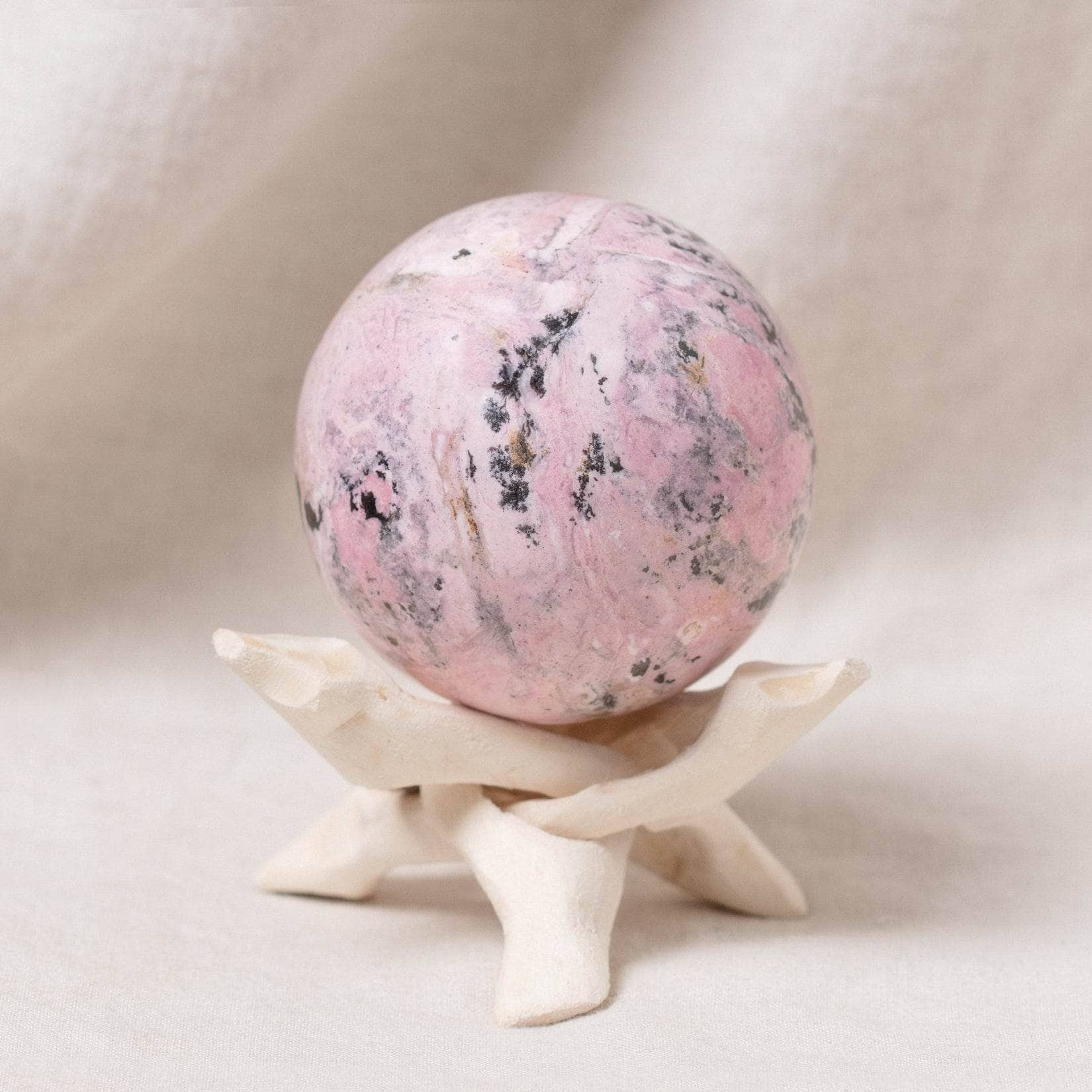 Studio-Session-7606 Peruvian Rhodonite Sphere with Tripod - AAA Premium Quality - Image 13
