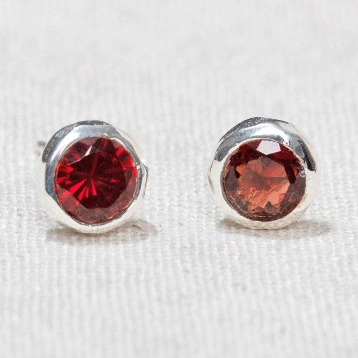 Garnet Silver or Gold Stud Earrings - Image 1