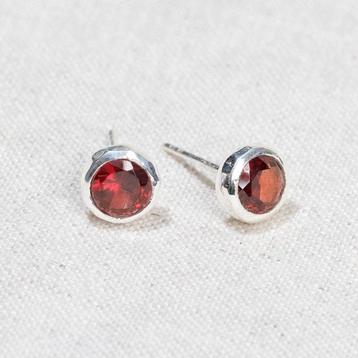 Garnet Silver or Gold Stud Earrings - Image 2