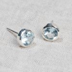 Blue Topaz Silver or Gold Stud Earrings - Image 2