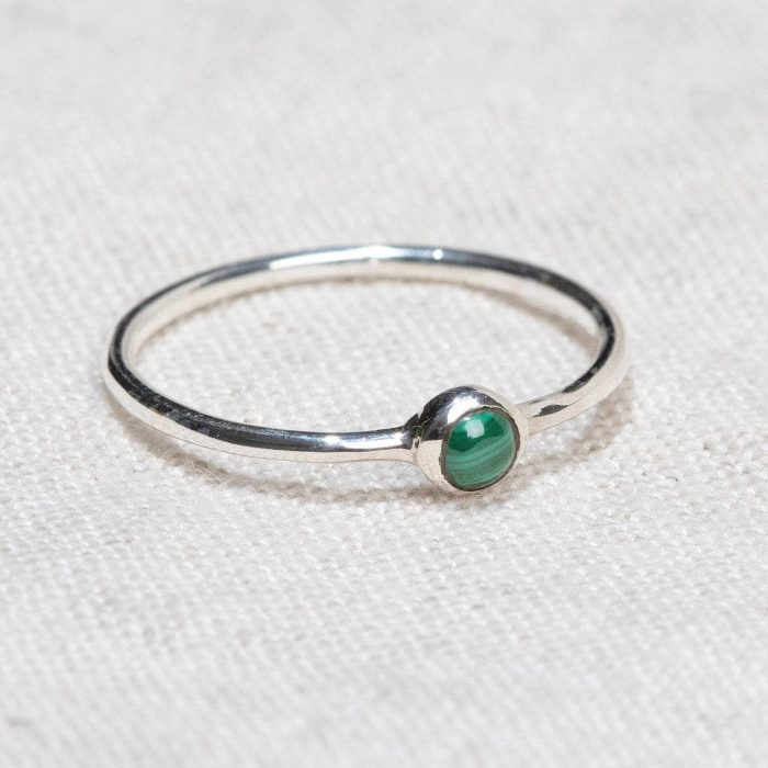 Genuine Malachite Silver, Gold or Rose Gold Ring - Image 1