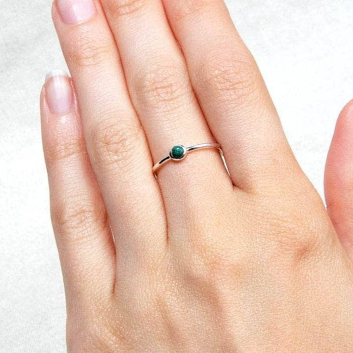 StudioSession-15403-1 Genuine Malachite Silver, Gold or Rose Gold Ring - Image 2