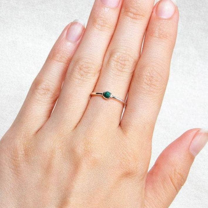 StudioSession-15404-1 Genuine Malachite Silver, Gold or Rose Gold Ring - Image 4