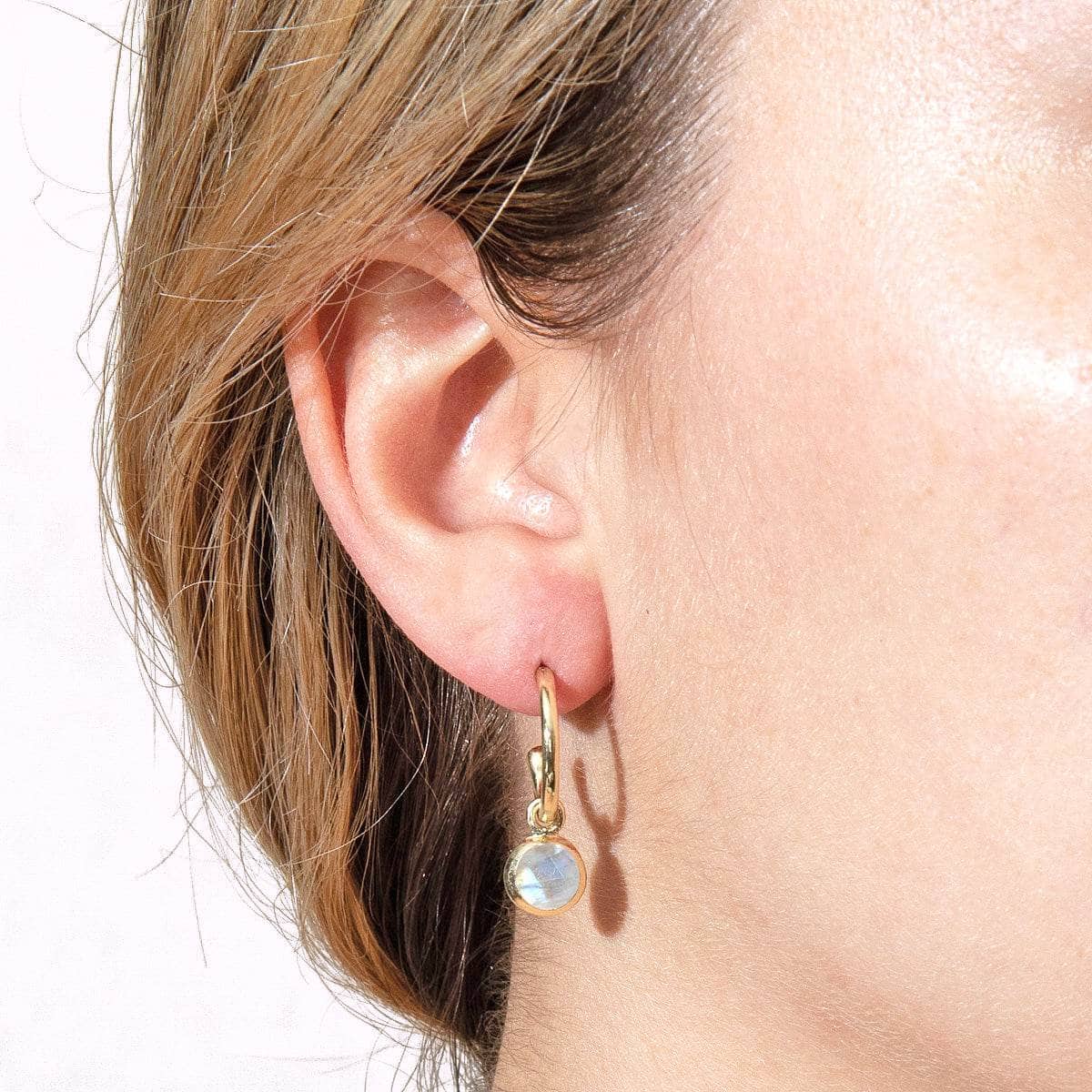 StudioSession-15496-1 Rainbow Moonstone Silver and Golden Hoop Earrings - Image 1
