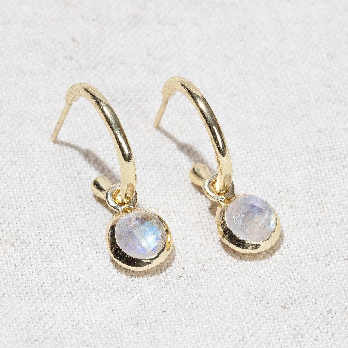 StudioSession-15540-1 Rainbow Moonstone Silver and Golden Hoop Earrings - Image 3