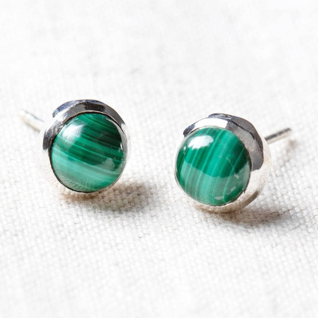 StudioSession-17150-1 Genuine Malachite Silver or Gold Stud Earrings - Image 7