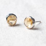 Citrine Silver or Gold Stud Earrings