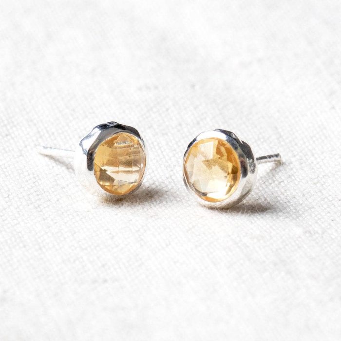 Citrine Silver or Gold Stud Earrings - Image 3