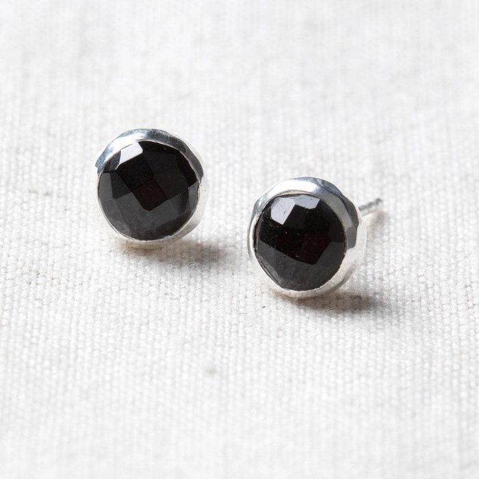 Black Tourmaline Silver or Gold Stud Earrings - Image 7