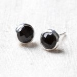 Black Tourmaline Silver or Gold Stud Earrings - Image 6