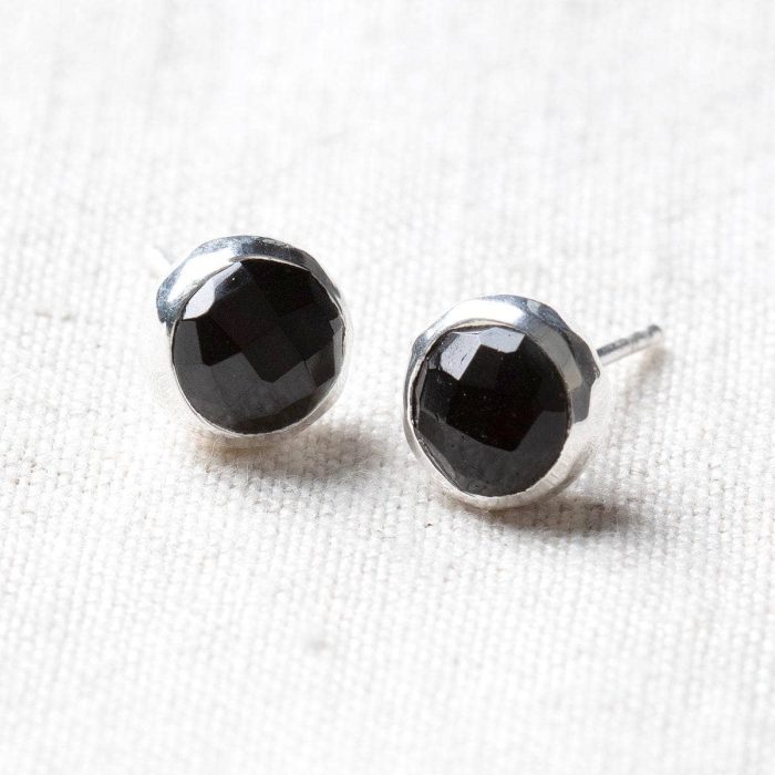 Black Tourmaline Silver or Gold Stud Earrings - Image 6