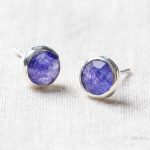 Blue Sapphire Silver or Gold Stud Earrings - Image 2