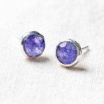 Blue Sapphire Silver or Gold Stud Earrings - Image 4