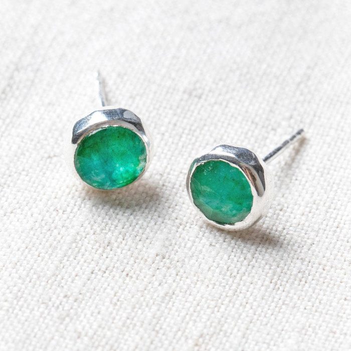 Emerald Silver or Gold Stud Earrings - Image 8