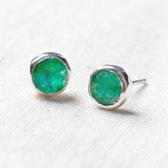 Emerald Silver or Gold Stud Earrings - Image 6