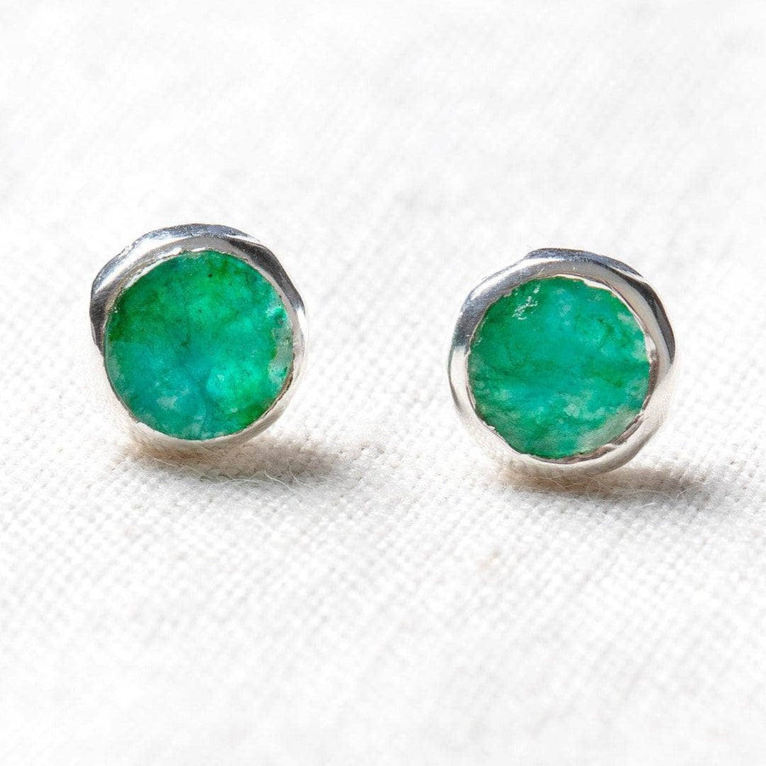 StudioSession-17185-1 Emerald Silver or Gold Stud Earrings - Image 5