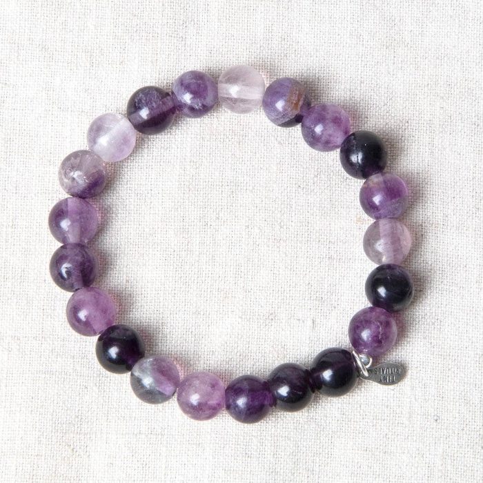 Purple Rainbow Fluorite Energy Bracelet 8mm - Image 1
