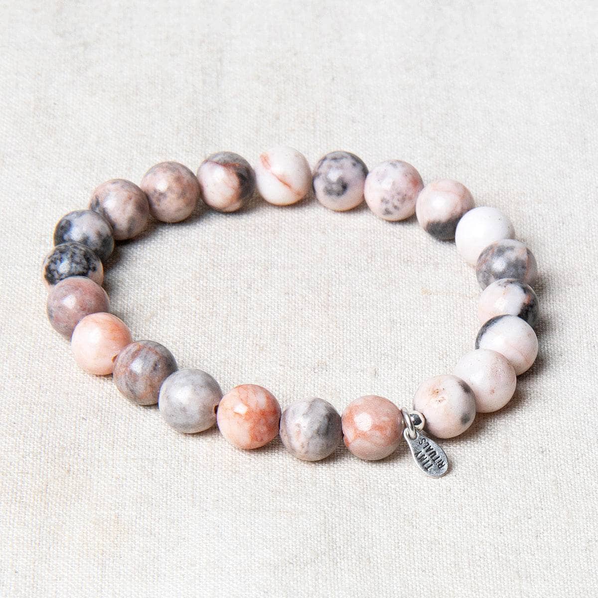 StudioSession-19971-1 Pink Zebra Jasper Energy Bracelet 8mm - Image 5