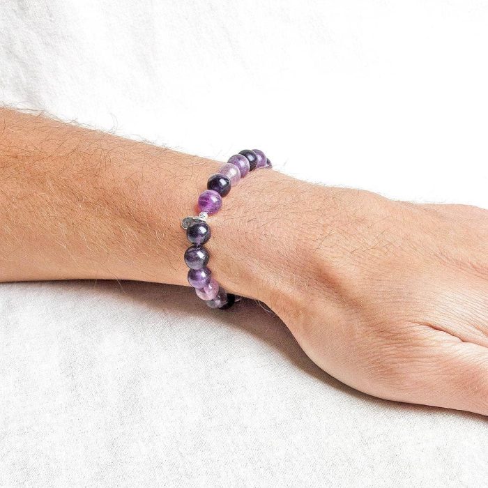 Purple Rainbow Fluorite Energy Bracelet 8mm - Image 3