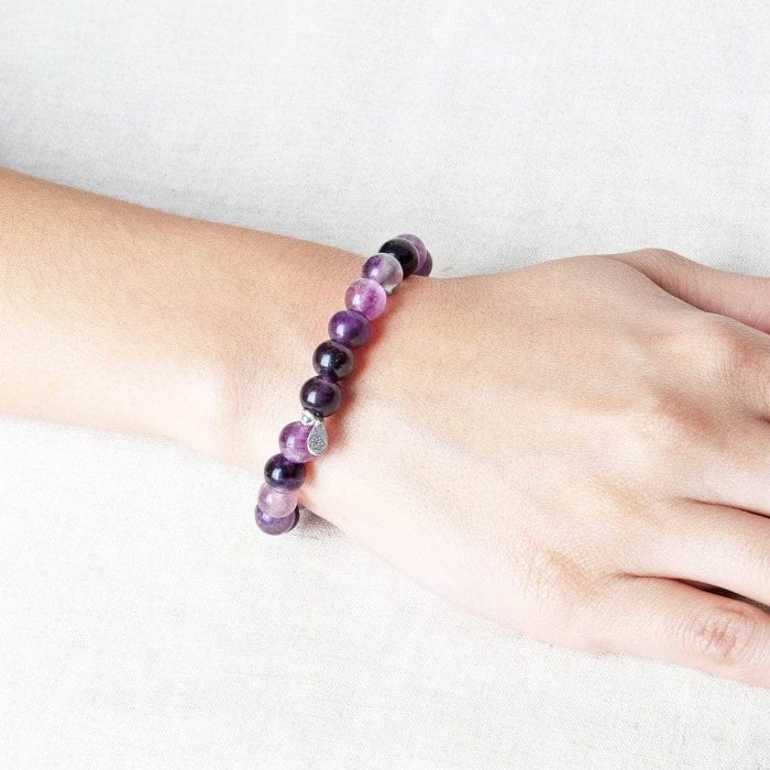 Purple Rainbow Fluorite Energy Bracelet 8mm - Image 2