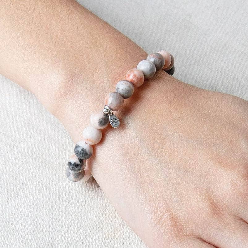 StudioSession-20777-1 Pink Zebra Jasper Energy Bracelet 8mm - Image 2