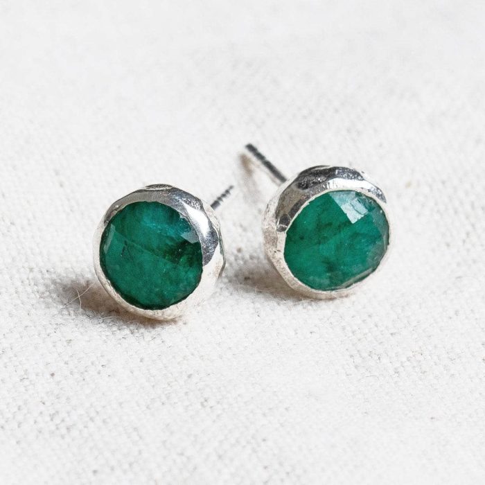 Green Jade Silver or Gold Stud Earrings - Image 2