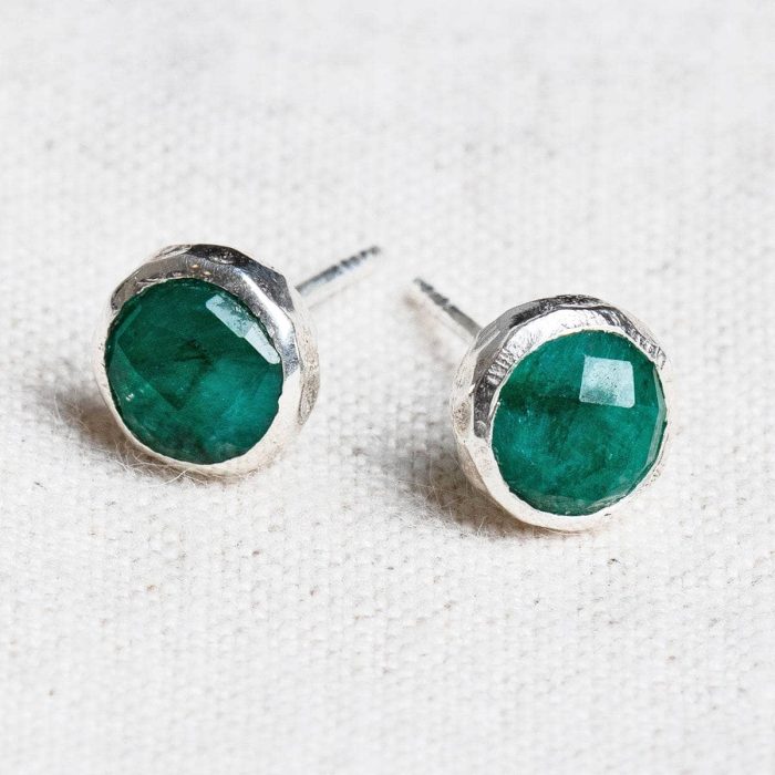 Green Jade Silver or Gold Stud Earrings - Image 4