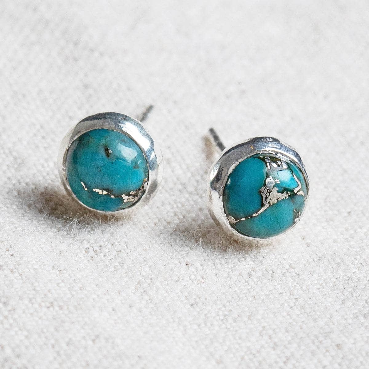 StudioSession-22723-1 Genuine Turquoise Silver or Gold Stud Earrings - Image 1