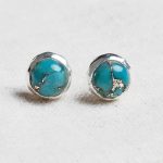 Genuine Turquoise Silver or Gold Stud Earrings - Image 3
