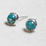 Genuine Turquoise Silver or Gold Stud Earrings - Image 4