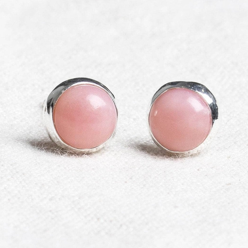 StudioSession-22758-1 Pink Opal Silver or Gold Stud Earrings - Image 1