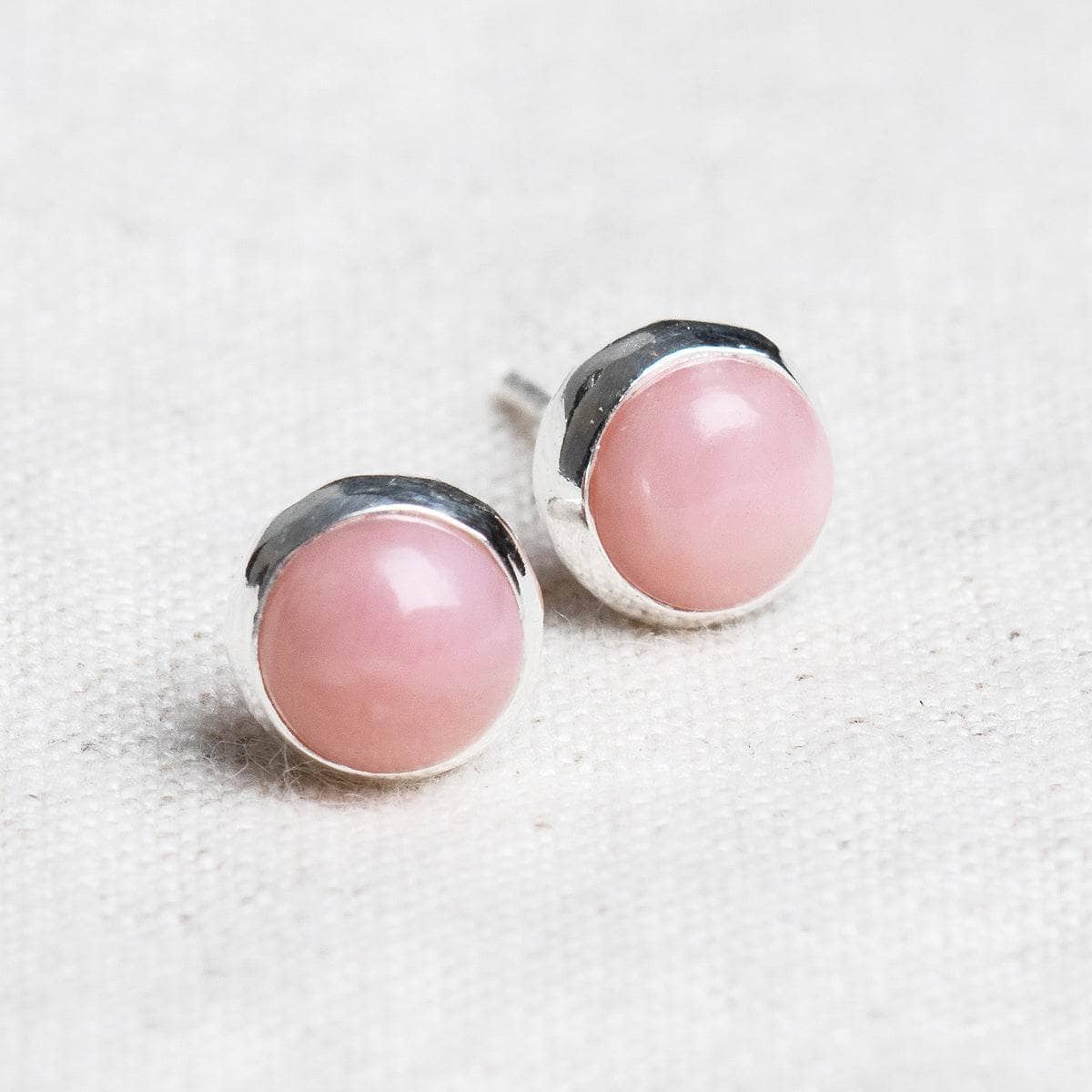 StudioSession-22761-1 Pink Opal Silver or Gold Stud Earrings - Image 3