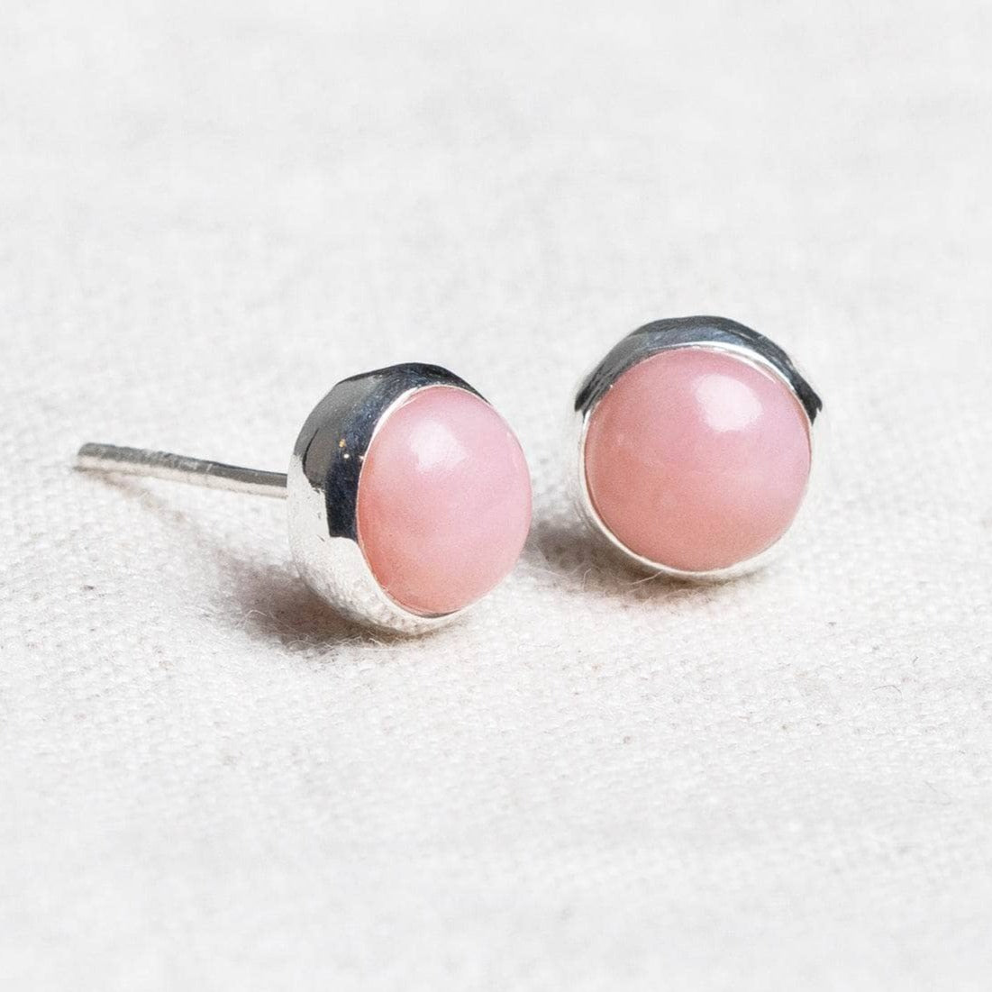 StudioSession-22765-1 Pink Opal Silver or Gold Stud Earrings - Image 4