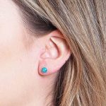 Genuine Turquoise Silver or Gold Stud Earrings - Image 2