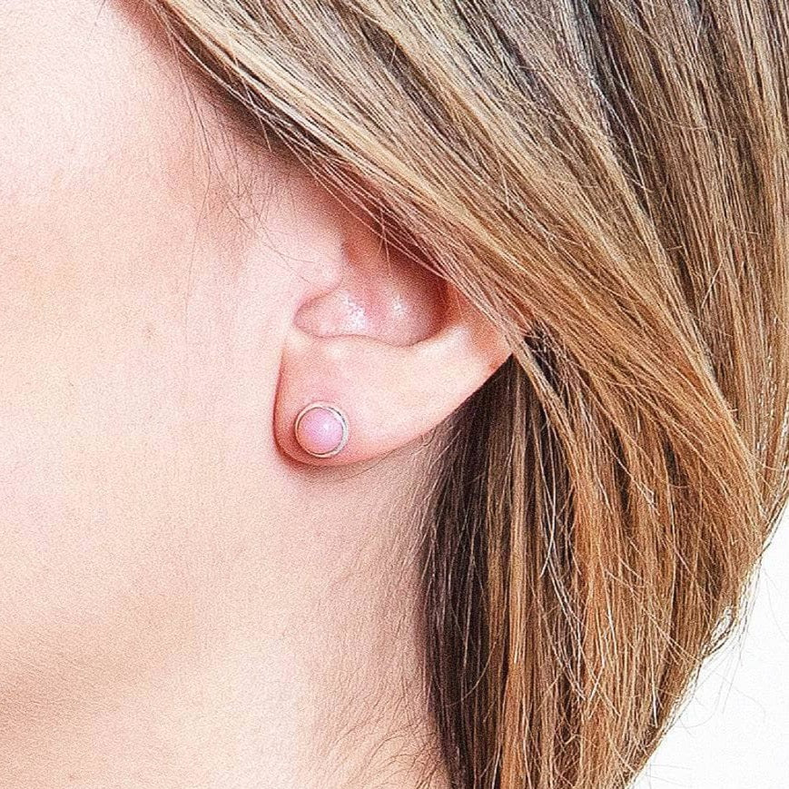 StudioSession-22832-1 Pink Opal Silver or Gold Stud Earrings - Image 2
